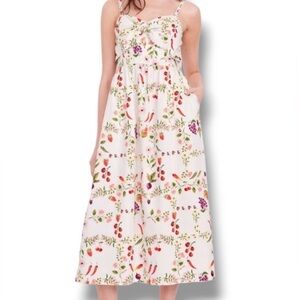 Woman's dress Old Navy midi, fruit/floral, chest tie size XL